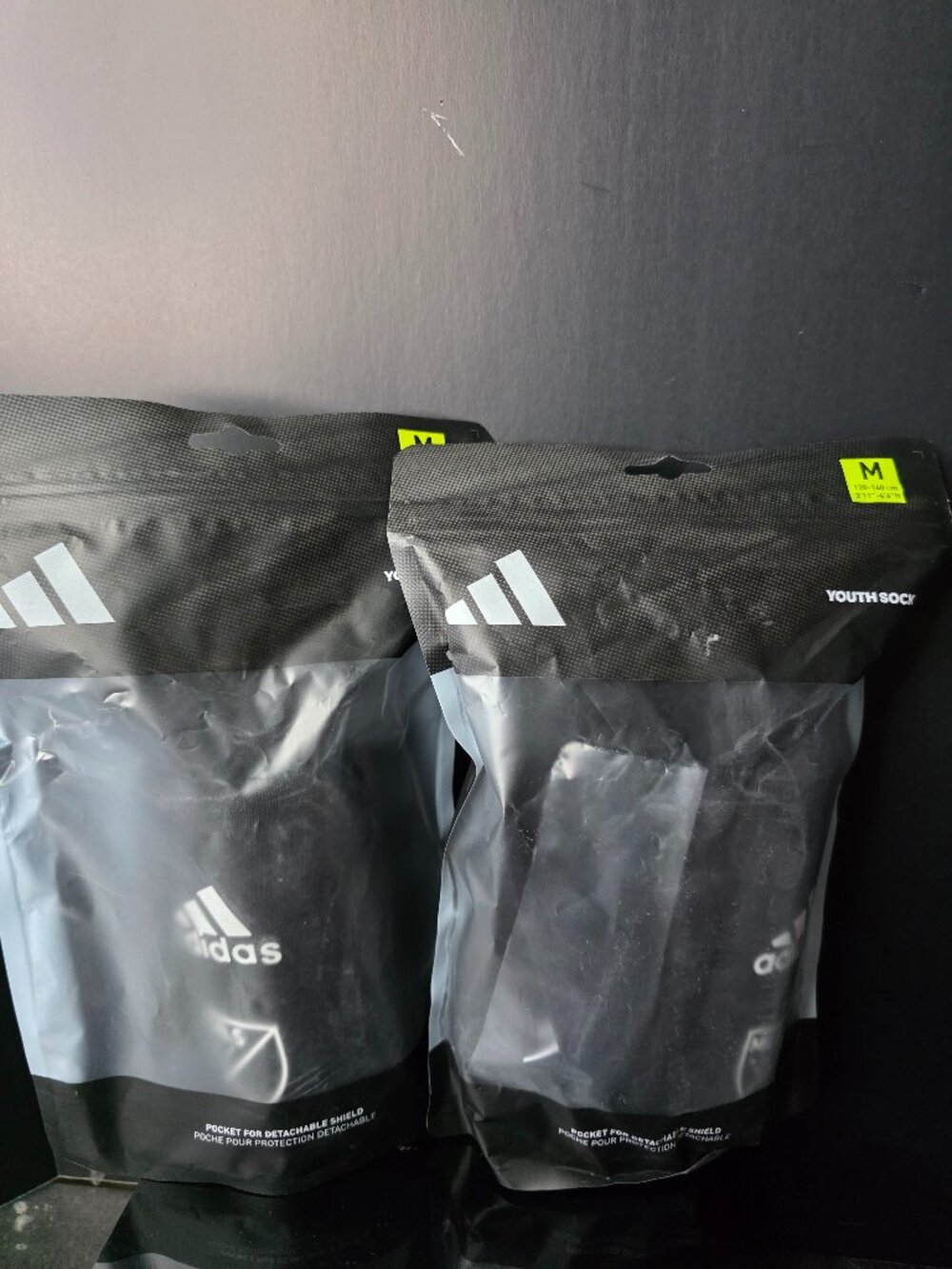 Adidas Youth Soccer Socks Black Size Medium M 120-140 cm Lot of 2 New